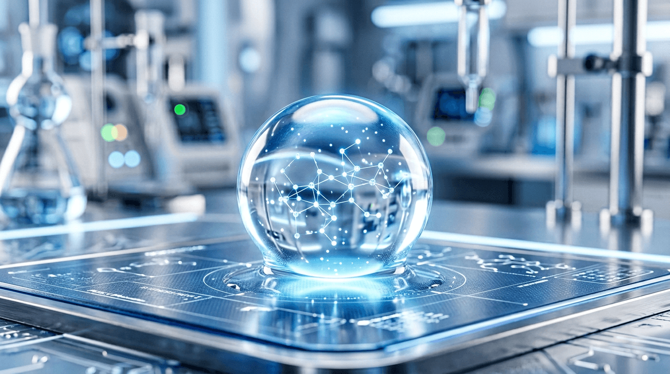 Кристально чистая капля гиалуроновой кислоты с молекулярной структурой