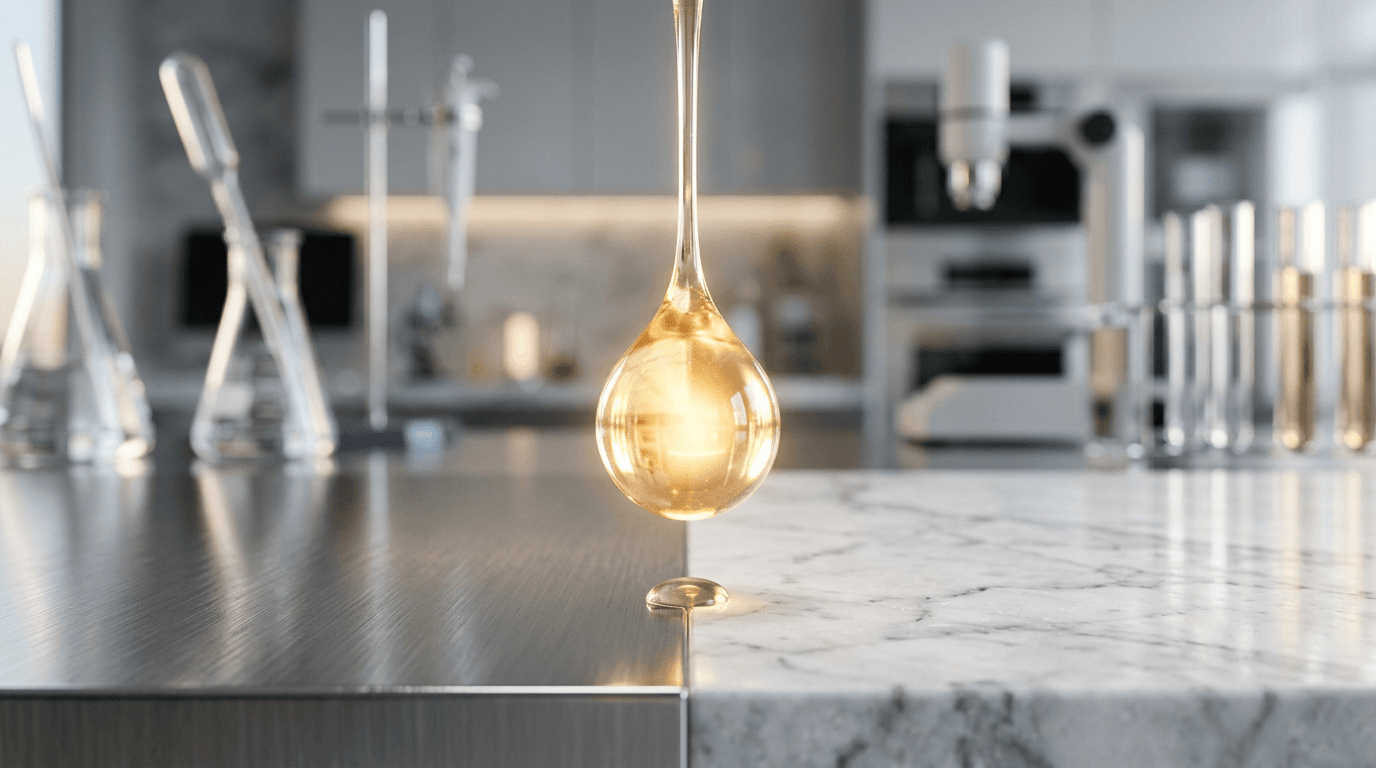 Капля регенерирующей сыворотки на медицинской стали