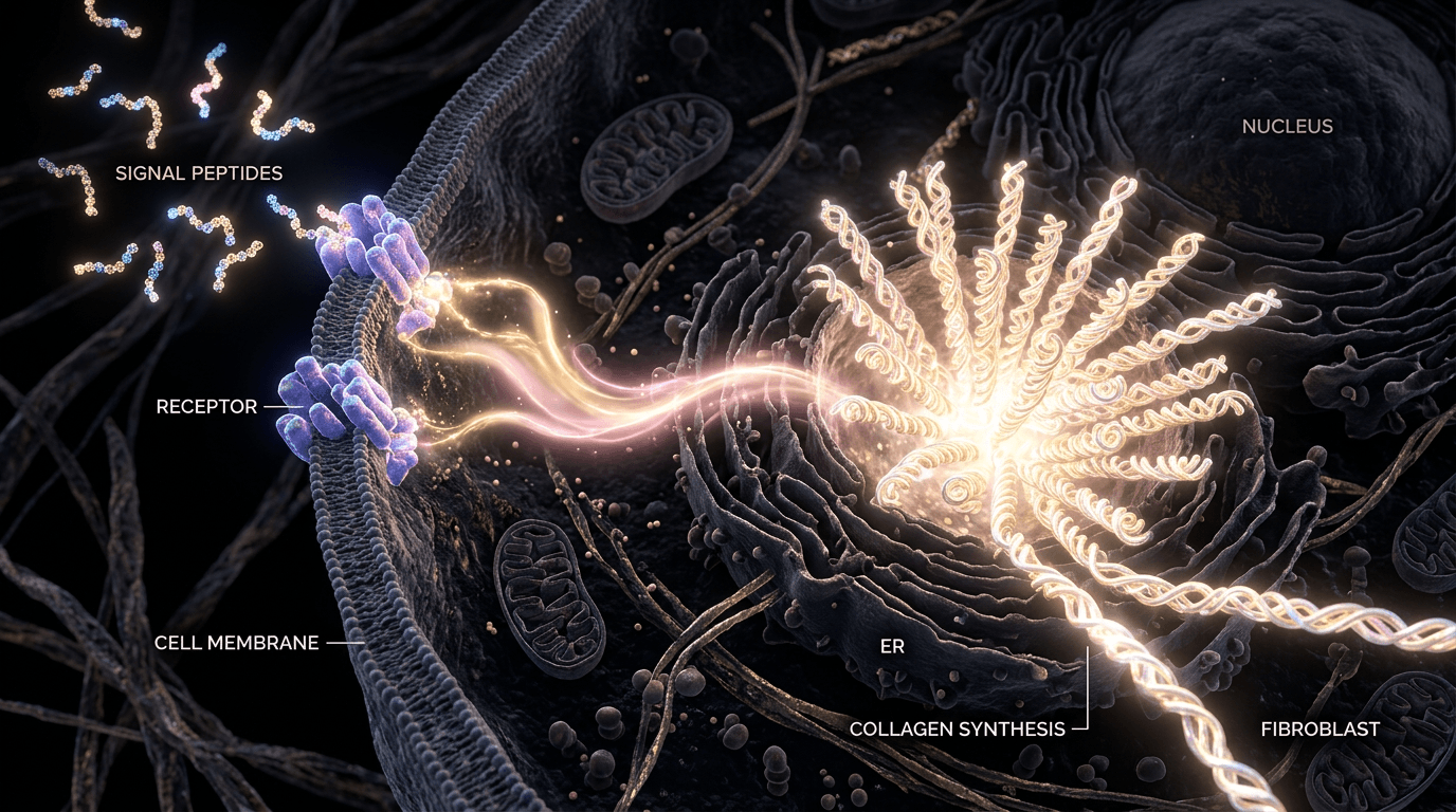 Светящиеся сигнальные пептиды, активирующие синтез коллагена на клеточном уровне
